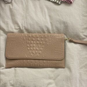 Elegant Croc-Embossed Wristlet Clutch in Blush
